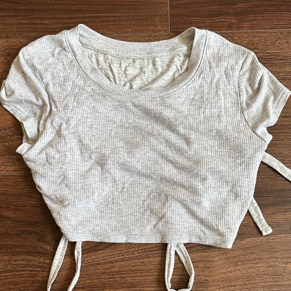 Aerie Light Gray Ribbed Crop Top
